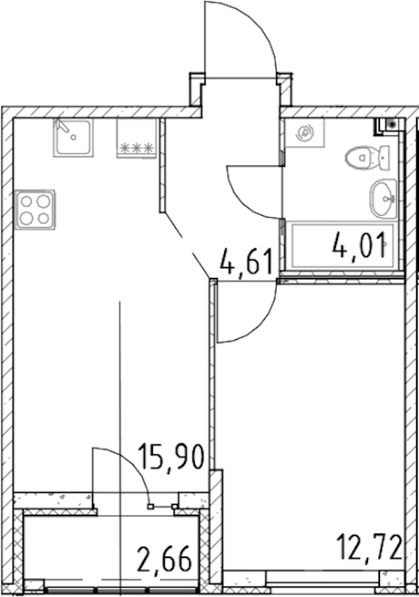 1-комнатная квартира 37.24 м², 17/23 эт., ЖК «Город Первых»